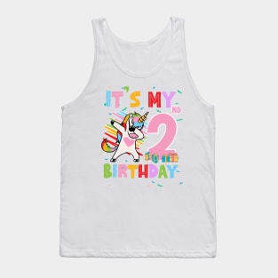 It's My 2nd Birthday Girl Cute Unicorn B-day Giif For Girls Kids toddlers Tank Top